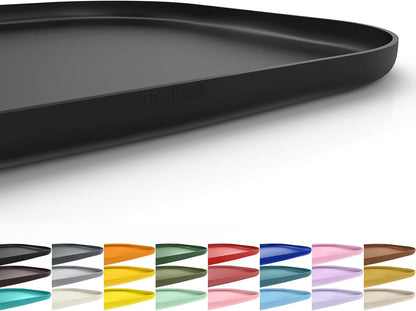 SMILOOL Silicone Pet Food Mat with Raised Edge for Food and Water Bowl, Dog Feeding Mats, Cat Food Trays for Floor Waterproof, Rubber Tray for Dogs and Cats, 19 x 12 x 0.7 Black