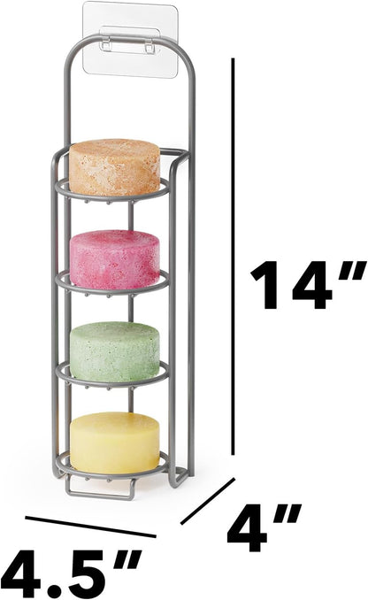 SpaceAid 4 Tier Shampoo Bar Holder for Shower, Self Draining Soap Bar Holders Caddy for Bathroom Wall and Kitchen Sink, Shampoo Bar Dish Rack, Stainless Steel Bar Soap Holder (Black)