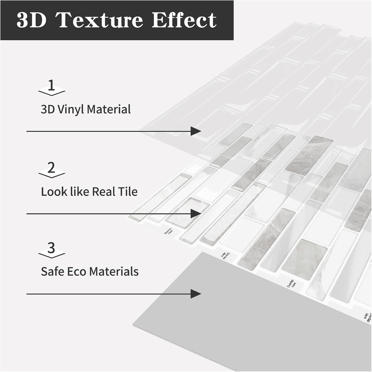 10-Sheet Peel and Stick Kitchen Backsplash Tiles | 3D Waterproof Self Adhesive Wall Tile Stick on Backsplash for Kitchen and Bathroom(Sage Green,12"×12")
