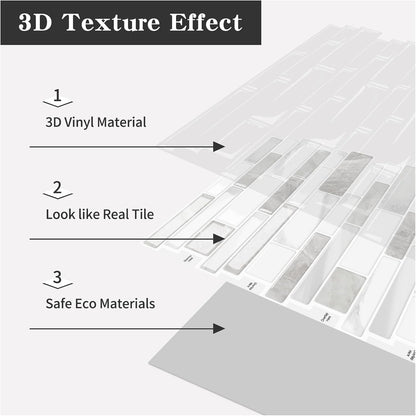 10-Sheet Peel and Stick Kitchen Backsplash Tiles | 3D Waterproof Self Adhesive Wall Tile Stick on Backsplash for Kitchen and Bathroom(Sage Green,12"×12")