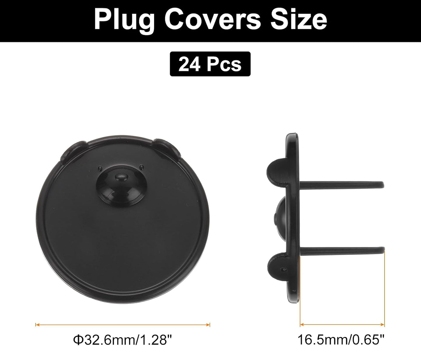 MECCANIXITY 24 Pack Outlet Covers Proofing, Plug Covers Easy Installation Electric Plug Protectors Safety Socket Cover Plugs Protector Black