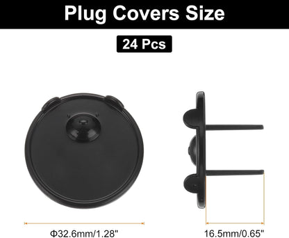 MECCANIXITY 24 Pack Outlet Covers Proofing, Plug Covers Easy Installation Electric Plug Protectors Safety Socket Cover Plugs Protector Black