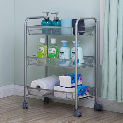 Slim Rolling Storage Cart,Utility Cart Mobile Slide Out Organizer,Laundry Room Organization,Mobile Shelving Unit Bathroom Organizer for Kitchen,Bathroom,Laundry Room,Narrow Places (3 Tier)