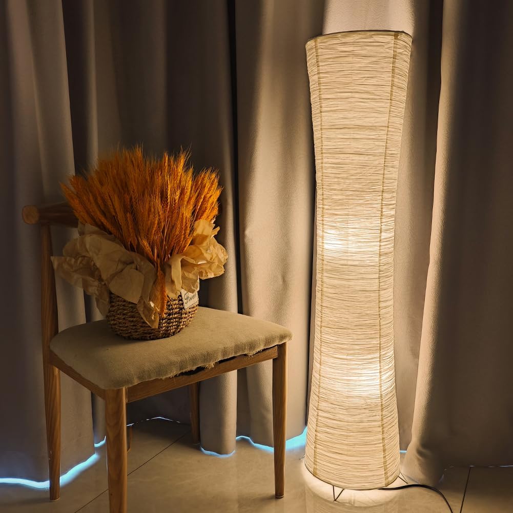 YY YEARCHY Floor Lamp Paper Lamp Japanese Standing Lamps with Rice Paper Shade for Bedroom Livingroom Slim