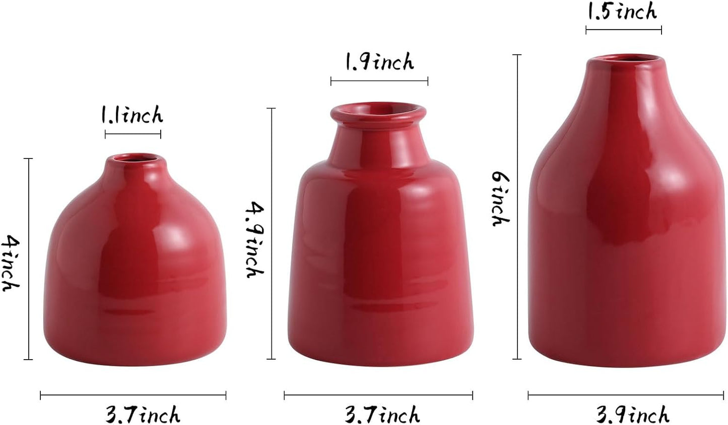 hjn Small White Vase Set of 3 for Modern Home Decor,Ceramic Vases for Centerpieces Flower Vases for Living Room Wedding/Dinner Table/Party -White