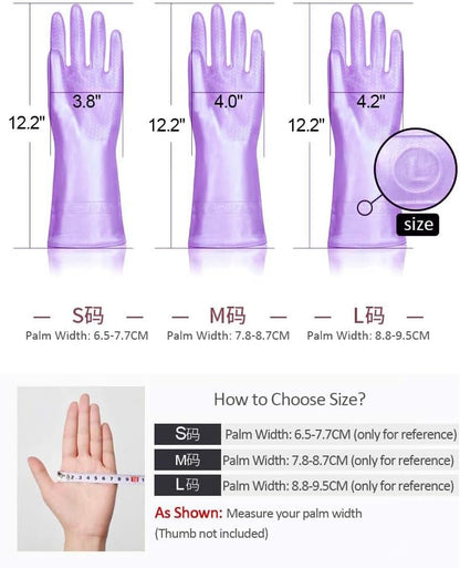 Alimat PluS 3 Pack Reusable Cleaning Gloves Latex Free, Dishwashing Gloves with Cotton Flock Liner and Embossed Palm, Waterproof Household Gloves for Laundry, Gardening (Medium)