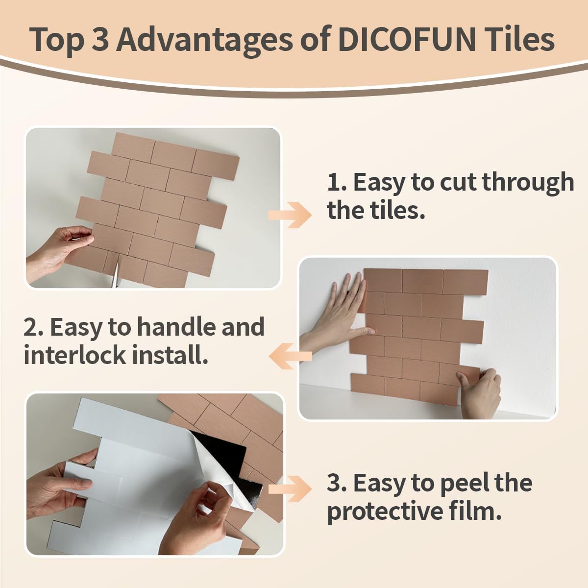 DICOFUN 10-Sheet Polished White Thick PVC Peel and Stick Backsplash, Ceramic Look Subway Tile White Kitchen Backsplash Peel and Stick Wall Tiles