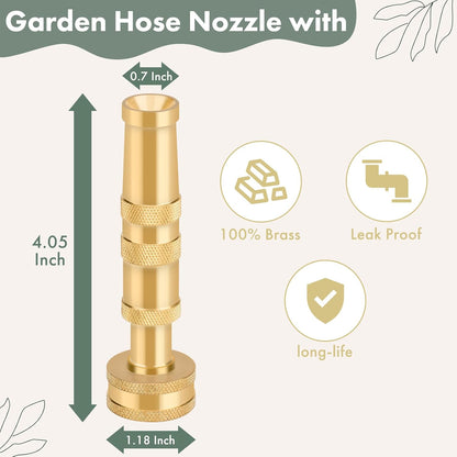 Twinkle Star Heavy-Duty Brass Adjustable Twist Hose Nozzle, 2 Pcs | 3/4” GHT Brass Garden Hose Nozzle, Adjustable Water Flow