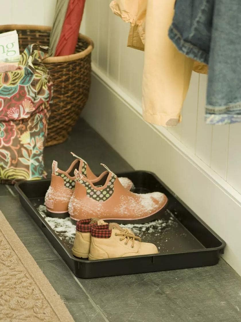 Gardener's Supply Company Entrance Boot Tray | Multi-Purpose All Weather Waterproof Indoor and Outdoor Shoe Mat Made with 100% Durable Recycled Plastic | 22" L x 15.5" W 2" Deep, Black - Size Small