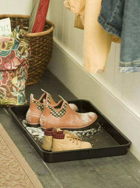 Gardener's Supply Company Entrance Boot Tray | Multi-Purpose All Weather Waterproof Indoor and Outdoor Shoe Mat Made with 100% Durable Recycled Plastic | 22" L x 15.5" W 2" Deep, Black - Size Small