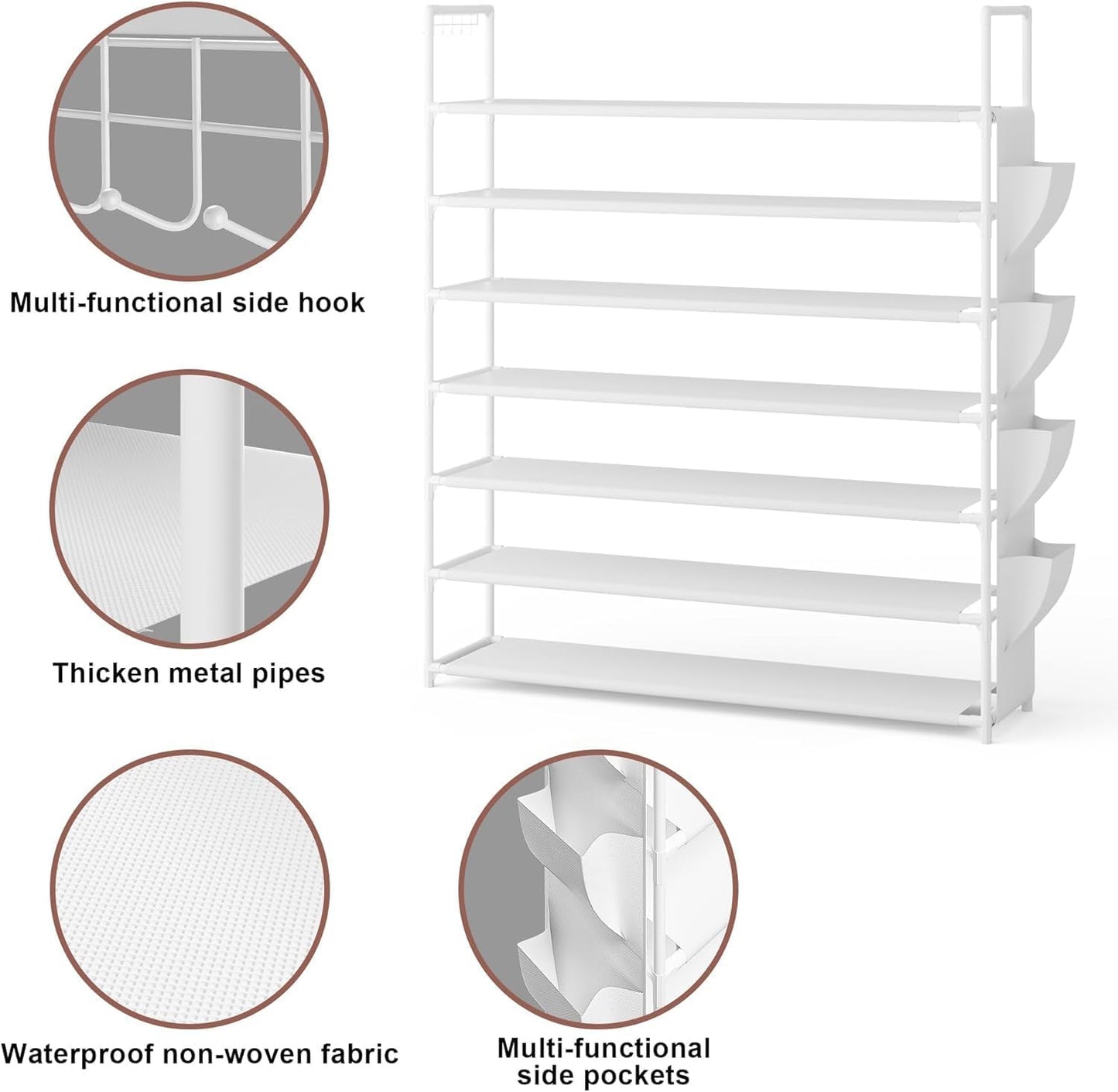 OYREL 5 Tier Shoe Organizer Rack for Closet, Entryway, Garage, Door, Space Saving, Shoe Holder Stand/Tower, Large, 20-25 Capacity