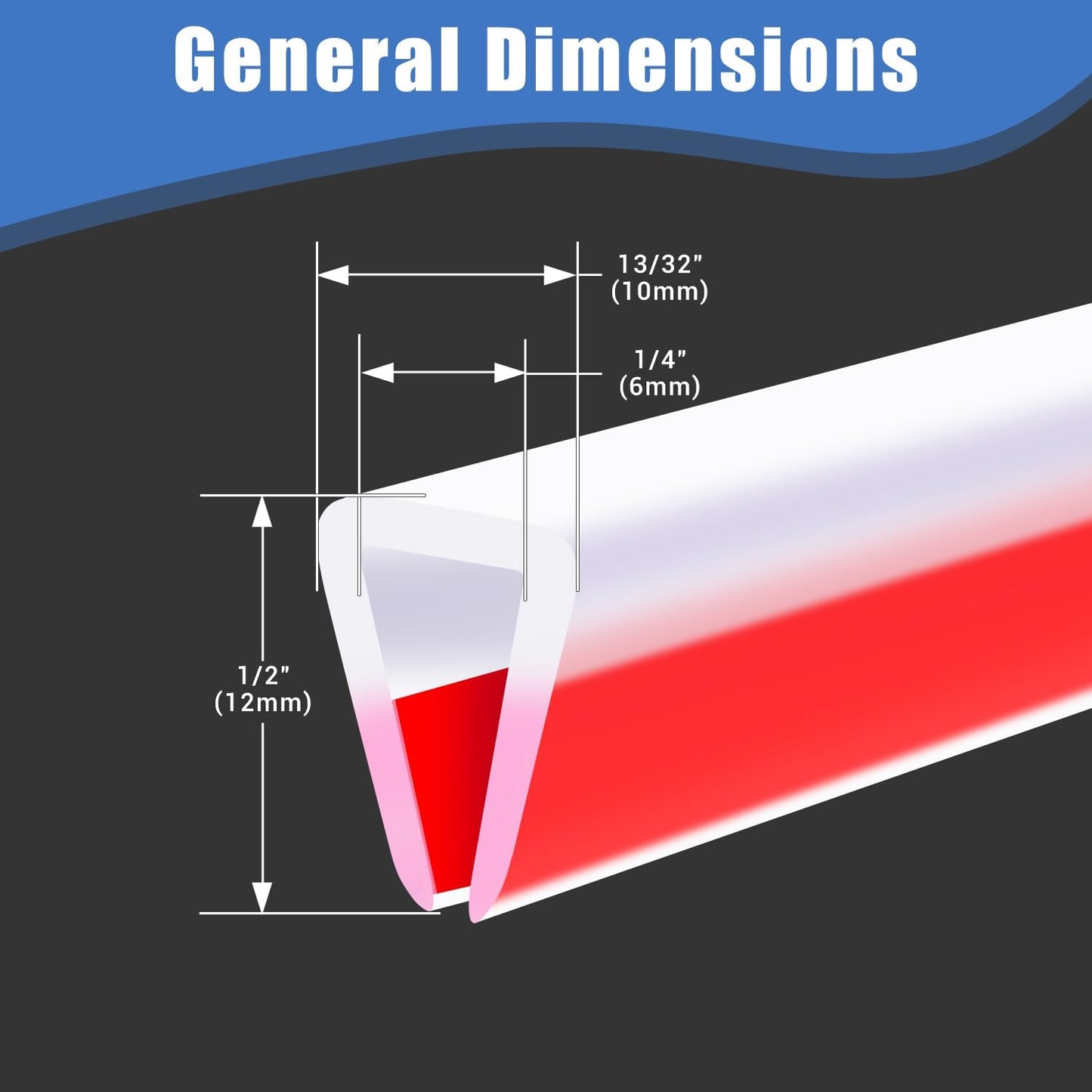 Clear Rubber Edge Trim, Self-Adhesive Silicone Edge Trim, Edge Protector for Sheet Metal, Glasses or Flexi Glasses, Silicone Rubber Material, Transparent Color, Fit 1/4"(6mm), U Channel Edge Guard
