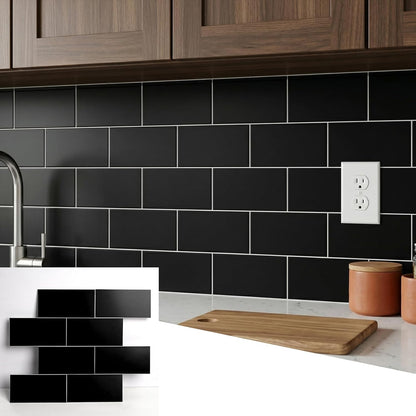 10- Sheet Polished White Peel and Stick Backsplash, 12’’Luxury PVC Ceramic Look Self Stick Subway Tiles, Waterproof Peel and Stick Wall Tiles for Kitchen and Bathrrom