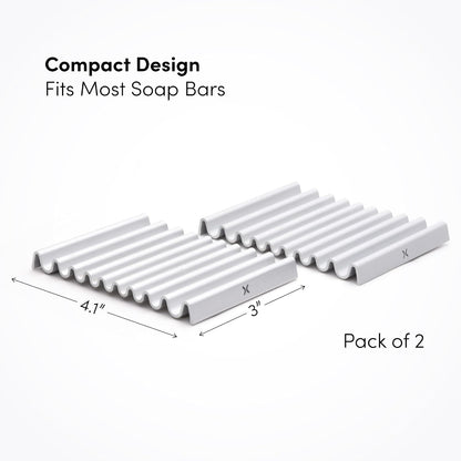 Xympo Aluminum Soap Dish (Pack of 2) – Rustproof Anodized Metal Soap Holder with Fast Drainage, Non-Slip Silicone Base, Modern Minimalist Design – Durable & Easy to Clean for Bathroom, Kitchen & Sink