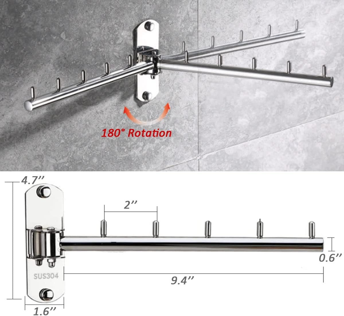 Foldable Wall Mounted Clothes Hanger Racks, Clothes Drying Rack Hooks 2Pack