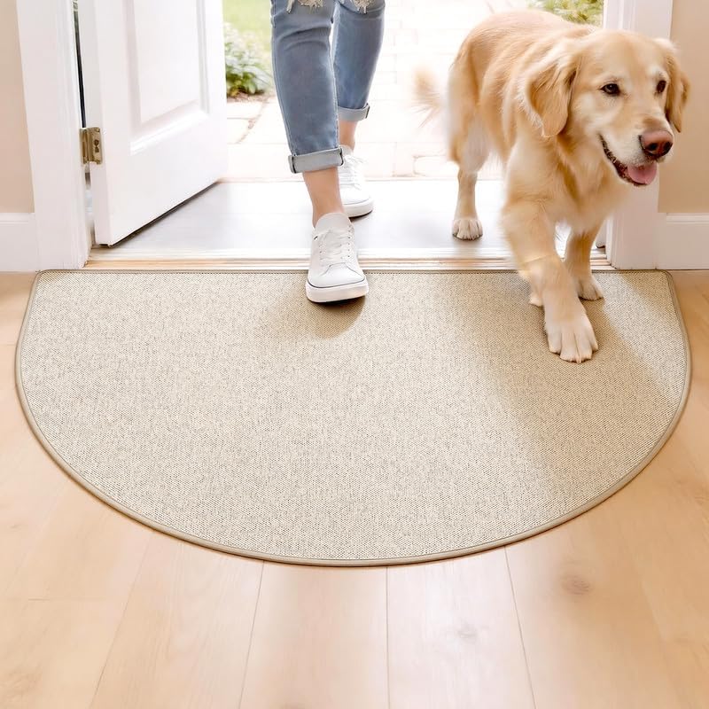Door Mat 30"x17", Non Slip Washable Door Mat Indoor Entrance, Low Profile Absorbent Entry Rug for Front Door, Entryway, Inside Entrance, Rubber Backing Dirt Trapper Indoor Mat, Khaki