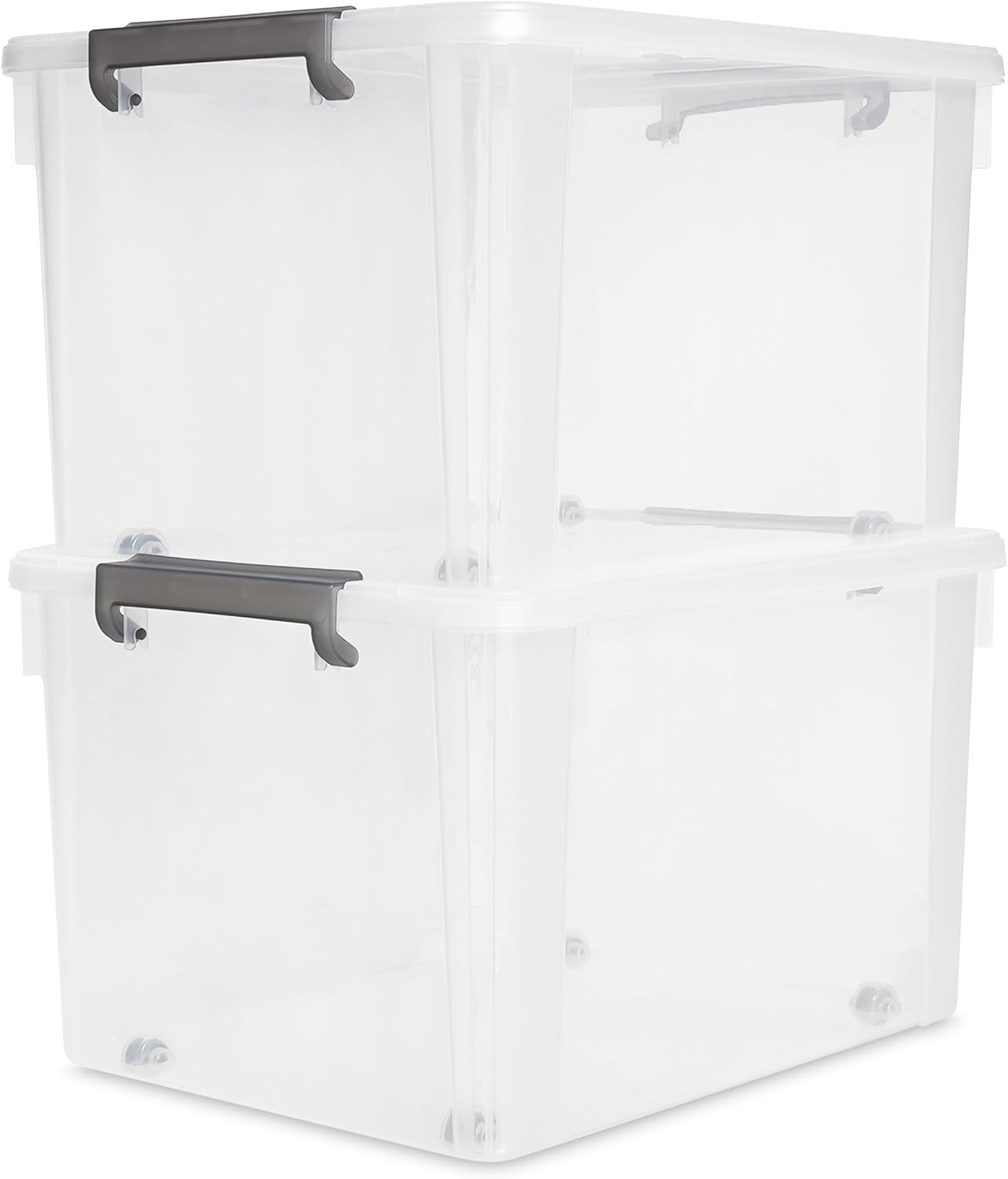 Citylife 57 QT Plastic Storage Bins with Double-Opening Lids, Storage Containers for Organizing, Large Clear Storage Box for Closet, Blankets, 2 Packs