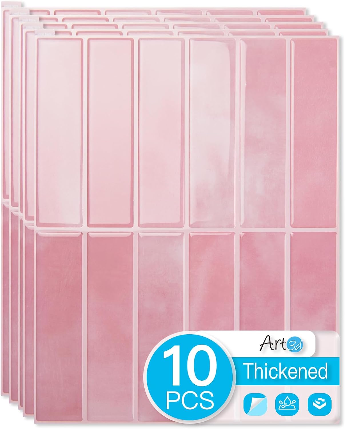 Art3d 11.4 x 9 Inch Heavy-Duty Peel and Stick Backsplash for Home Décor, 10-Pack PVC Wall Tiles for Kitchen Countertop, Green