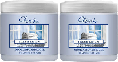 Clear Air 15oz Gel Odor Eliminator - Absorb & Remove Strong Odors from Pets, in Bathrooms, Basements, Garage, Cars, RVs & Boats - Eliminate Tough Odors with Essential Oils (Spring Rain, 2-Pack)