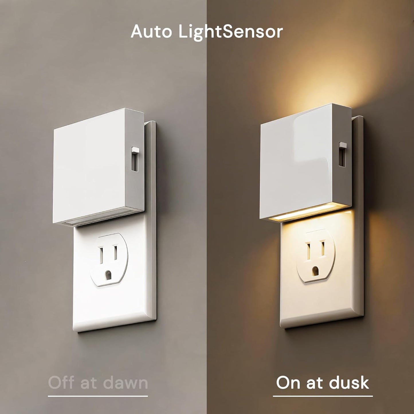 L LOHAS LED Motion Sensor Night Light, [2-Pack] Plug in Night Light with Motion Sensor and Dusk to Dawn Sensor, Brightness Adjustable, 3000K Soft White Nightlight for Bathroom Hallway Kitchen
