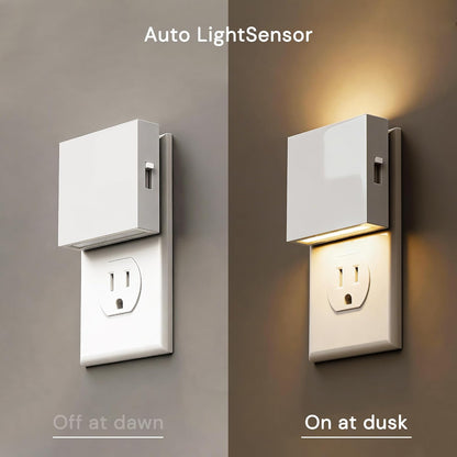 L LOHAS LED Motion Sensor Night Light, [2-Pack] Plug in Night Light with Motion Sensor and Dusk to Dawn Sensor, Brightness Adjustable, 3000K Soft White Nightlight for Bathroom Hallway Kitchen