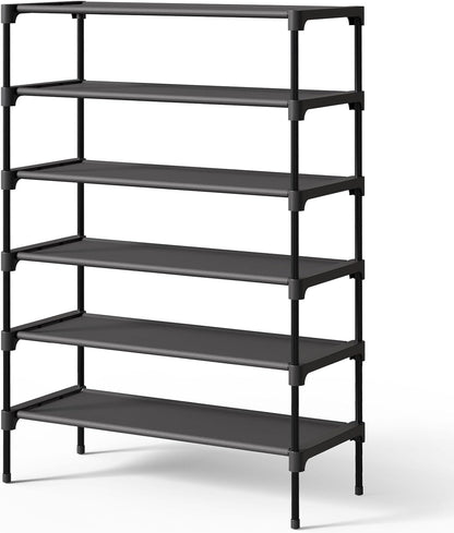 Kitsure Shoe Rack - Non-Woven Shoe Rack Shelf, Shoe Organizer for Closet, Entryway, Garage & Corridor, Stackable Shoe Shelves, 27.5" Wide - 3 Tier, Black
