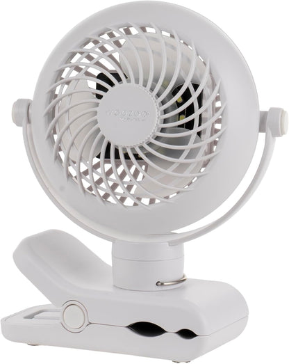 IRIS USA WOOZOO 3.5" Cordless Portable Clip On Fan, USB-C Rechargeable Fan, LED Light, Mosquito Repellent Tray, 360° Tilt, 3 Speeds,Bedside Kitchen Camping Golfing Outdoor Use, Black