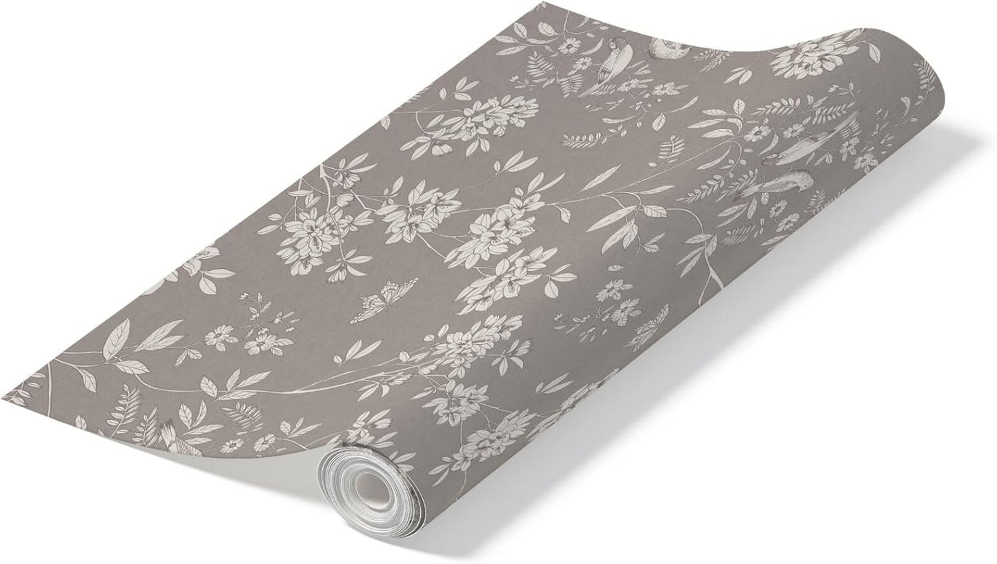 Peel and Stick Wallpaper Roll 17.5 x 216 Whispering Tales Design in Vinyl Sticker Paper for Accent Panels, Bedroom, Kitchen, Office or Shelf Liner