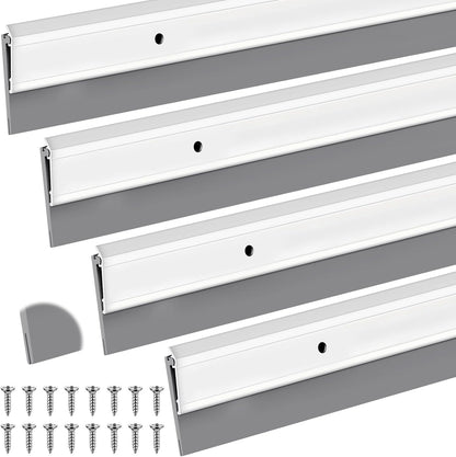 FoldTier 4 Pcs Slotted Door Sweep for Bottom of Door Exterior and Interior, 2-1/8 x 36 Inch, Aluminum Threshold Seal with Flexible Split Rubber, Weather Stripping Draft Dust Noise Stopper