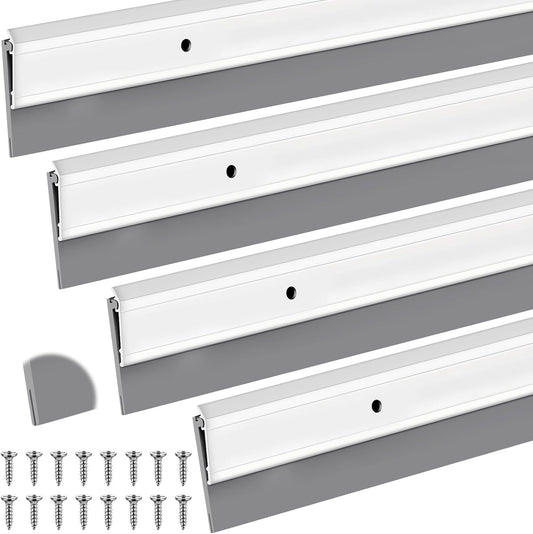 FoldTier 4 Pcs Slotted Door Sweep for Bottom of Door Exterior and Interior, 2-1/8 x 36 Inch, Aluminum Threshold Seal with Flexible Split Rubber, Weather Stripping Draft Dust Noise Stopper