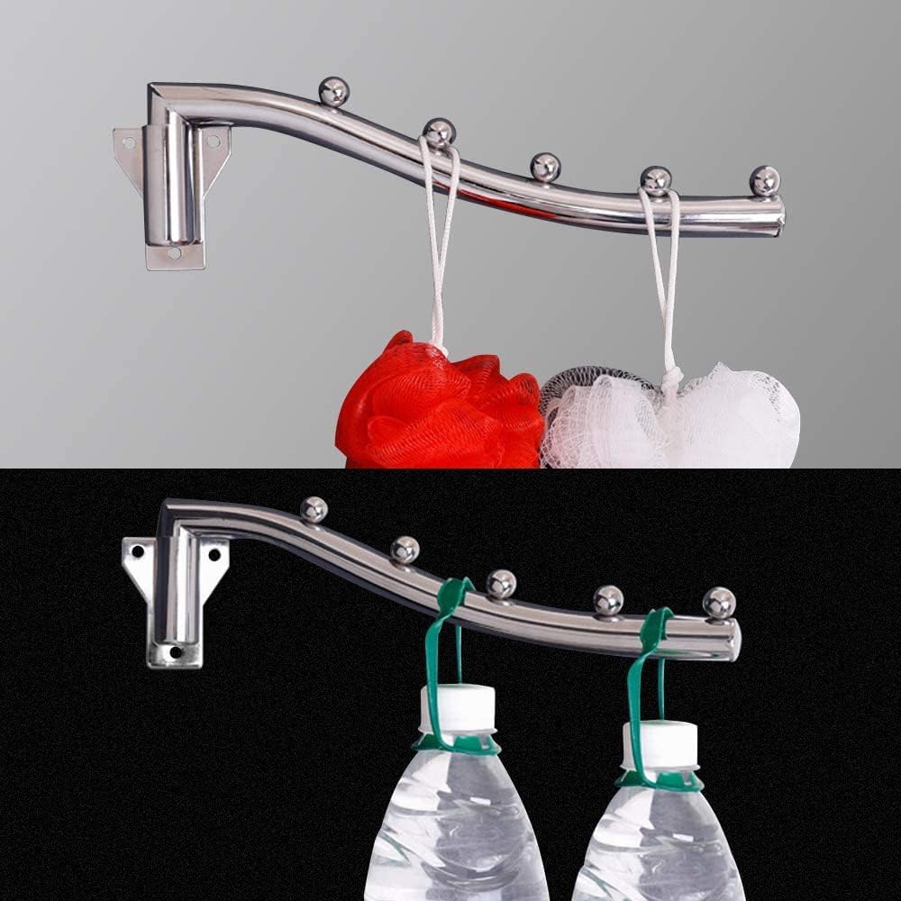 Folding Clothes Hanger Rack Wall Mount, Wall Mounted Clothes Rack Metal, 2 Pack Stainless Steel Garment Hooks Clothing Multiple Hook Space Saving for Closet Organizer, Bathroom, Laundry Room, Kitchen