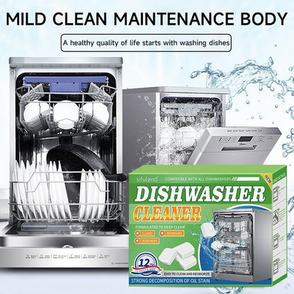 Dishwasher Cleaner and Deodorizer Tablets-12 Pack, Heavy Duty Deep Cleaning Descaler Pods for Dish Washer Machine, Removes Limescale, Odor, Grease, and Hard Water Stains, Septic Safe