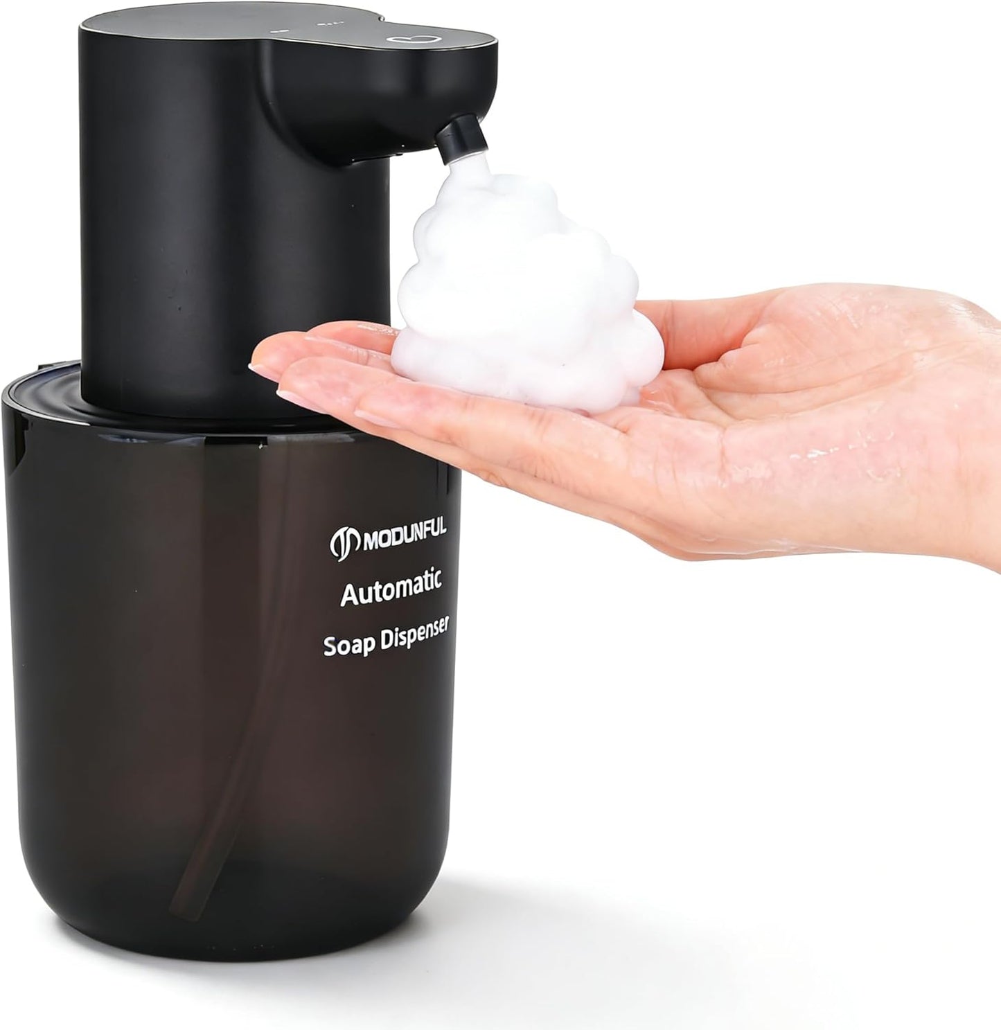 Automatic Foaming Soap Dispenser for Bathroom: 4-Level Adjustable Countertop/Wall Mount Hand Soap Dispenser, 13.5oz/400ml Type-C Rechargeable – Suitable for Kitchen, Bathroom, Office, Hotel (Black)