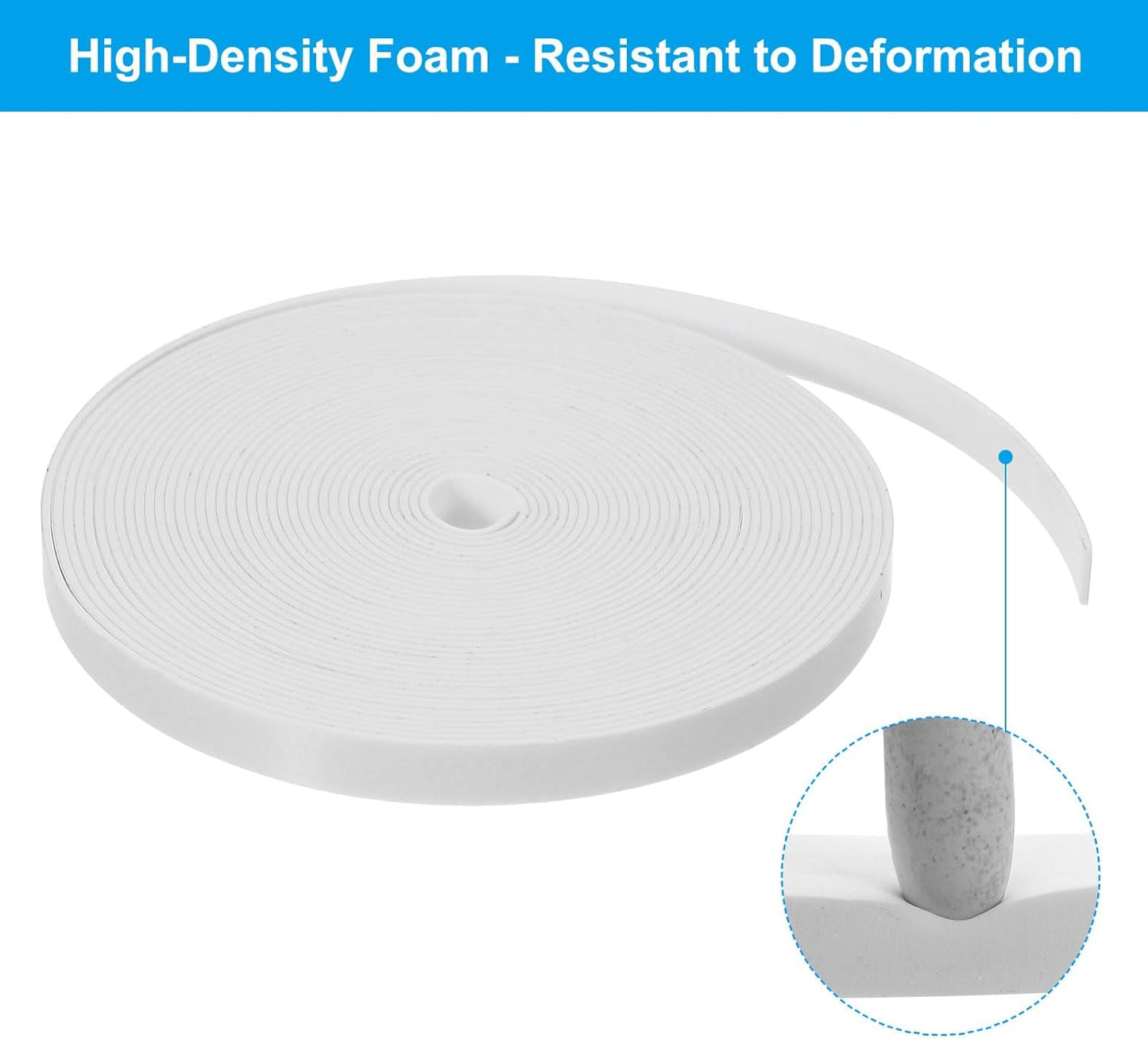 PATIKIL Weather Stripping Door Seal Strip, 3/8 Inch x 1/4 Inch x 32 Ft Self Adhesive Soundproof High Density Foam Tape Insulation for Door Window Air Conditioning, White - Colors A
