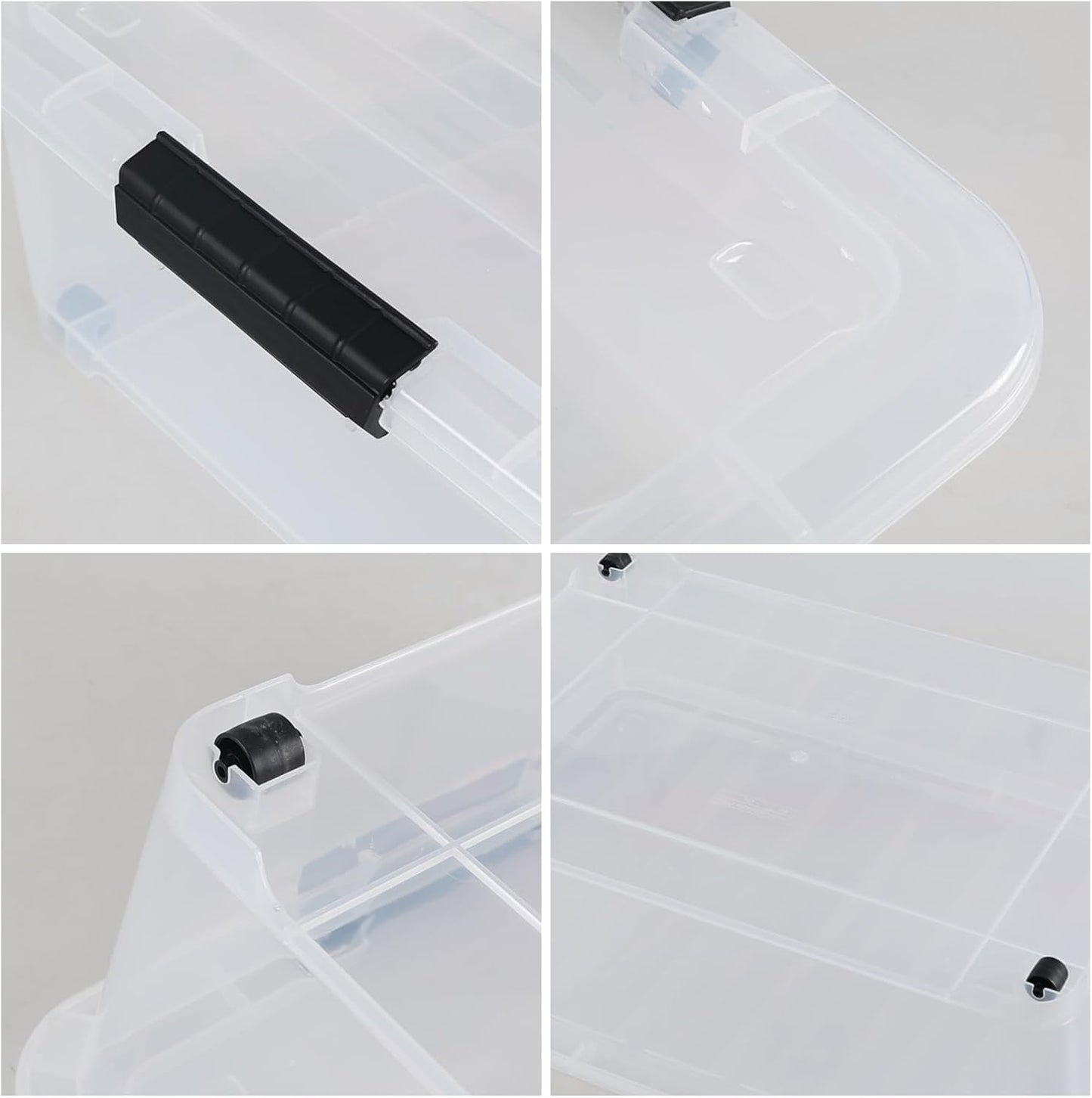 Hespama 3 Pack Plastic Rolling Storage Box Bin for Under the Bed, 20 Quart | Lidded Storage Container Bin, Clear