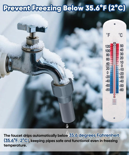 3/4-Inch Thread Faucet Freeze Protection Valve, Freeze Proof Faucet Cover for Outdoors, Winter Frost Proof Auto Temperature Control for Garden, Lawn & Yard Spigot, Grey, 2pcs