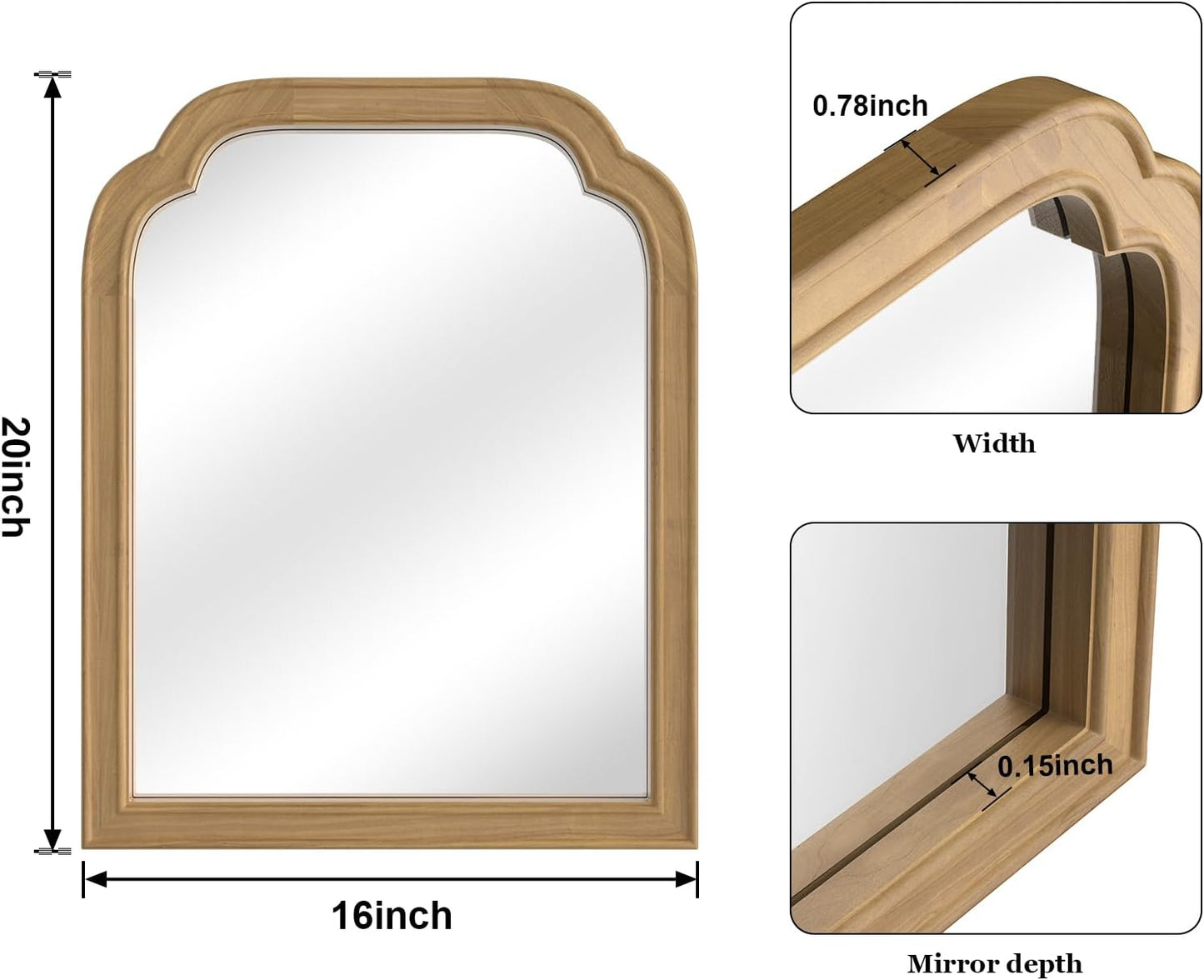 WallBeyond Full Length Mirror Wall Mounted 65"x22", Rustic Wooden Frame Floor Mirror, Large Full Body Mirror for Bedroom, Leaning or Hanging Against Wall, Natural