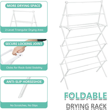 ZOES HOMEWARE 4 Tier Clothes Drying Rack Foldable | Foldable Clothing Drying Rack | Laundry Drying Rack Collapsible for Laundry Room, Dorm, Expandable Sturdy Metal Design | Black 29"L x 11.5"W x 53"H