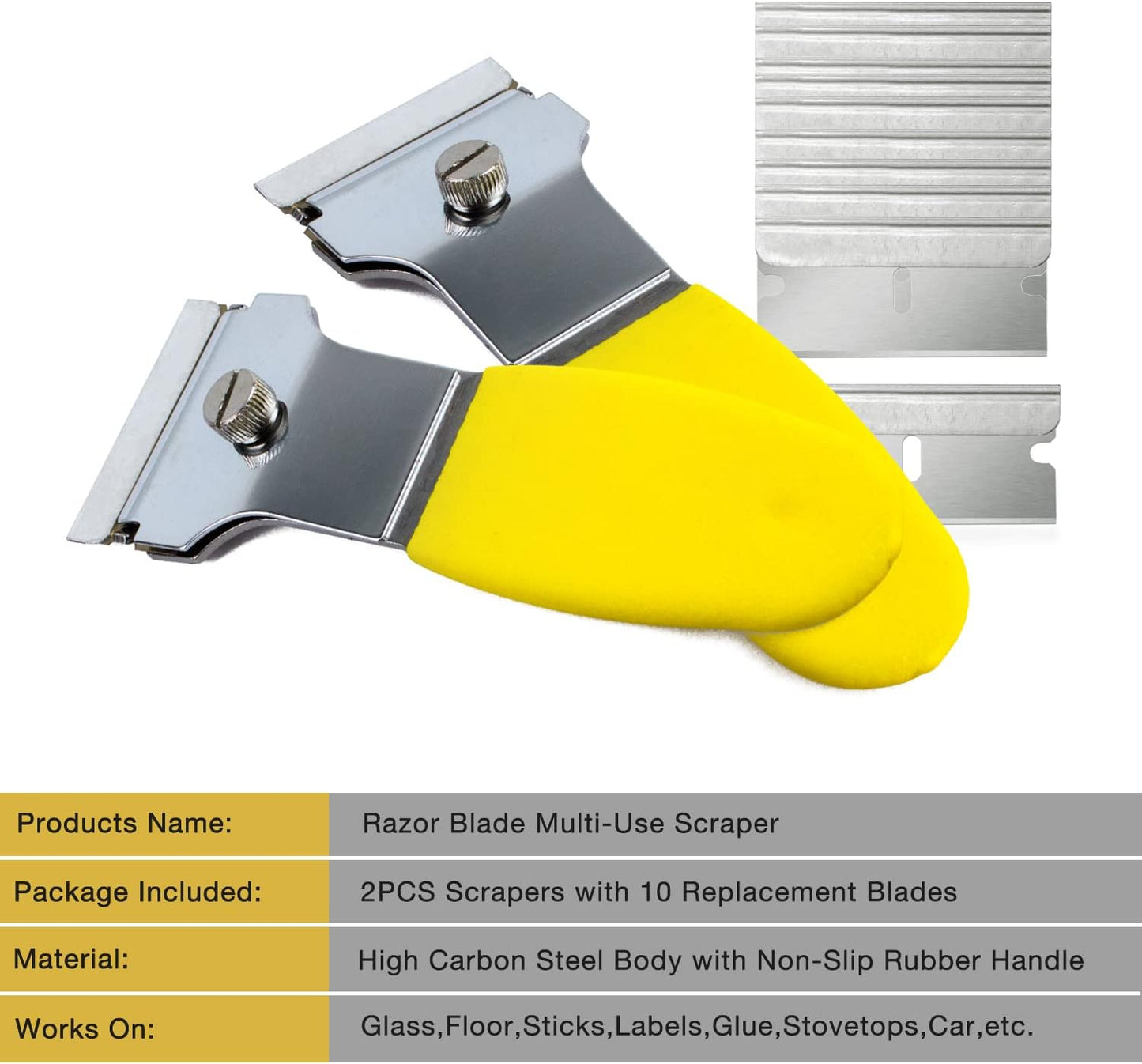 Heavy-Duty & Gentle Scraper Duo Kit | 2-in-1 Metal & Plastic Scraper Set with 20 Blades | Perfect for DIY, Kitchen Stovetop, Window Decals, Bathroom Caulk & Paint Removal