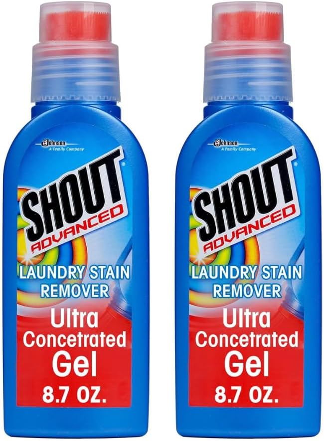 Shout Advanced Ultra Concentrated Gel Brush, 8.7 Ounce, Treats Dried Food, Coffee, Wine, Makeup Stains, Safe for All Colorfast Washables, Works in All Water Temperatures