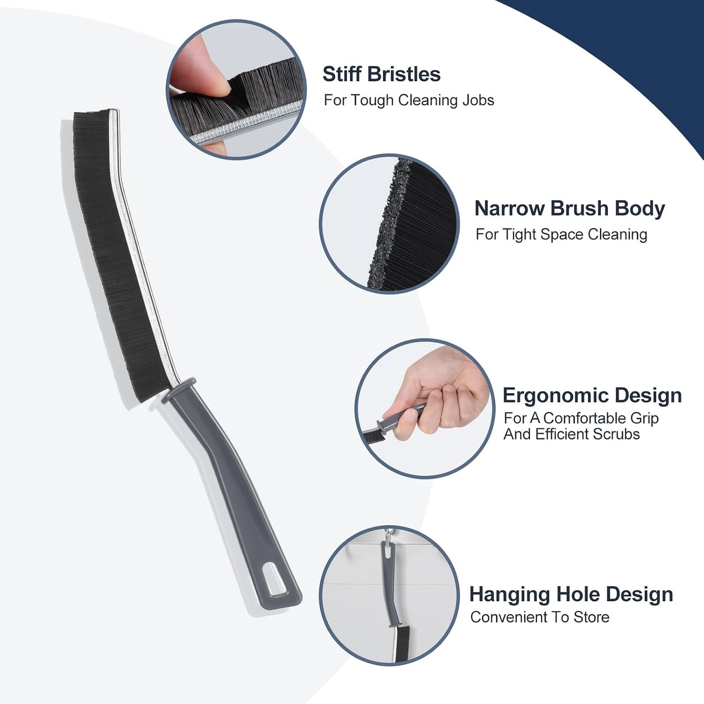 Hard Bristled Crevice Cleaning Brush Bathroom Gap Cleaning Brush | Thin Grout Brush