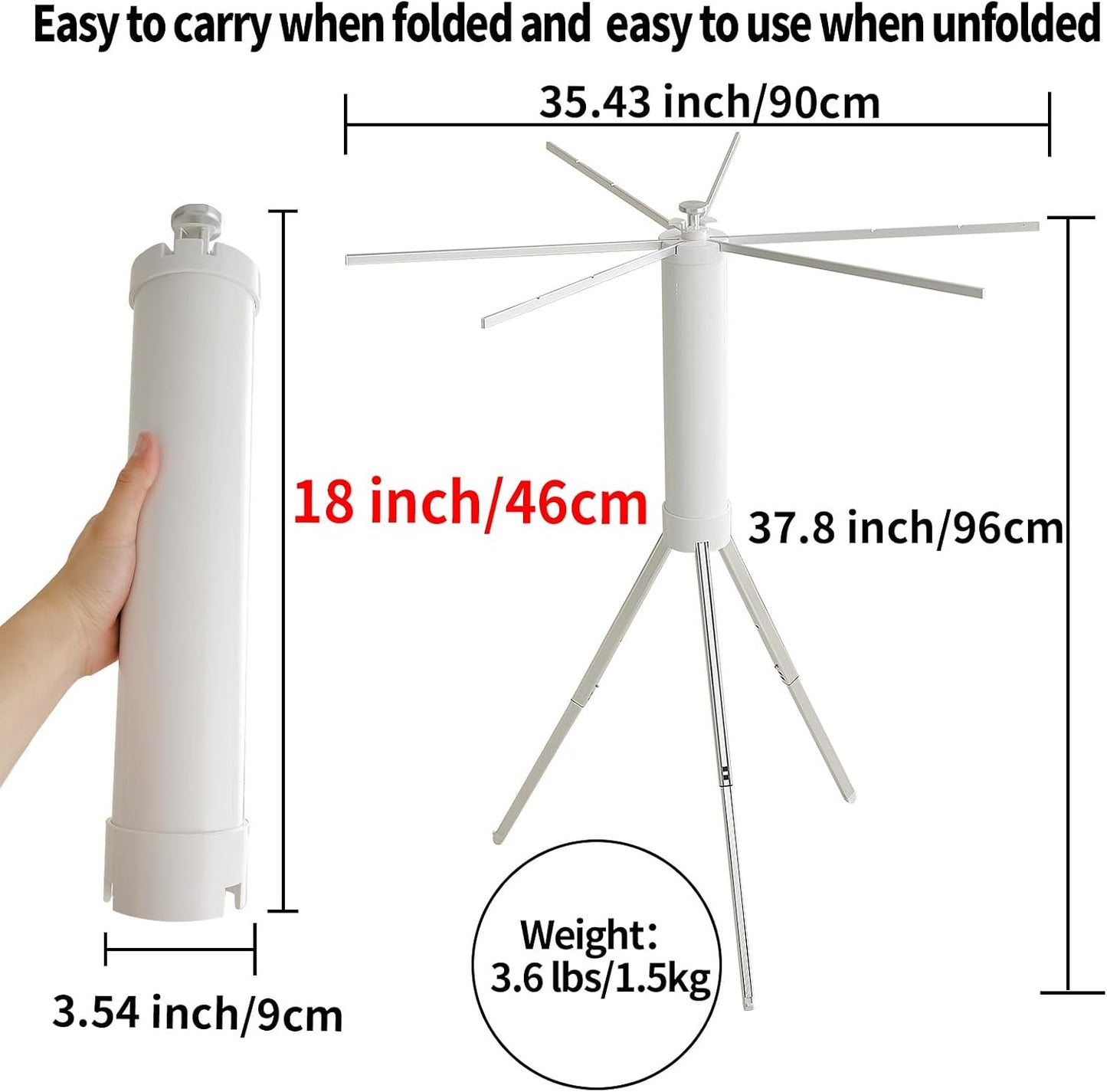 JOOM Tripod Clothes Drying Rack, Garment Rack Portable and Foldable Space Saving Laundry Drying Rack - Drying Rack Clothing Floor Folding Balcony Bedroom Household Wooden