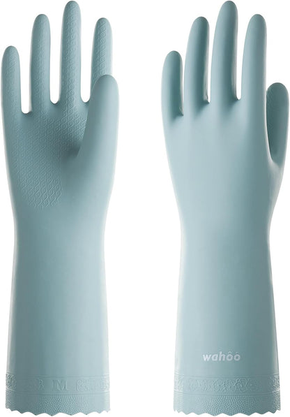 LANON Protection wahoo PVC Dishwashing Cleaning Gloves, Reusable Unlined Kitchen Gloves, Non-Slip, Large
