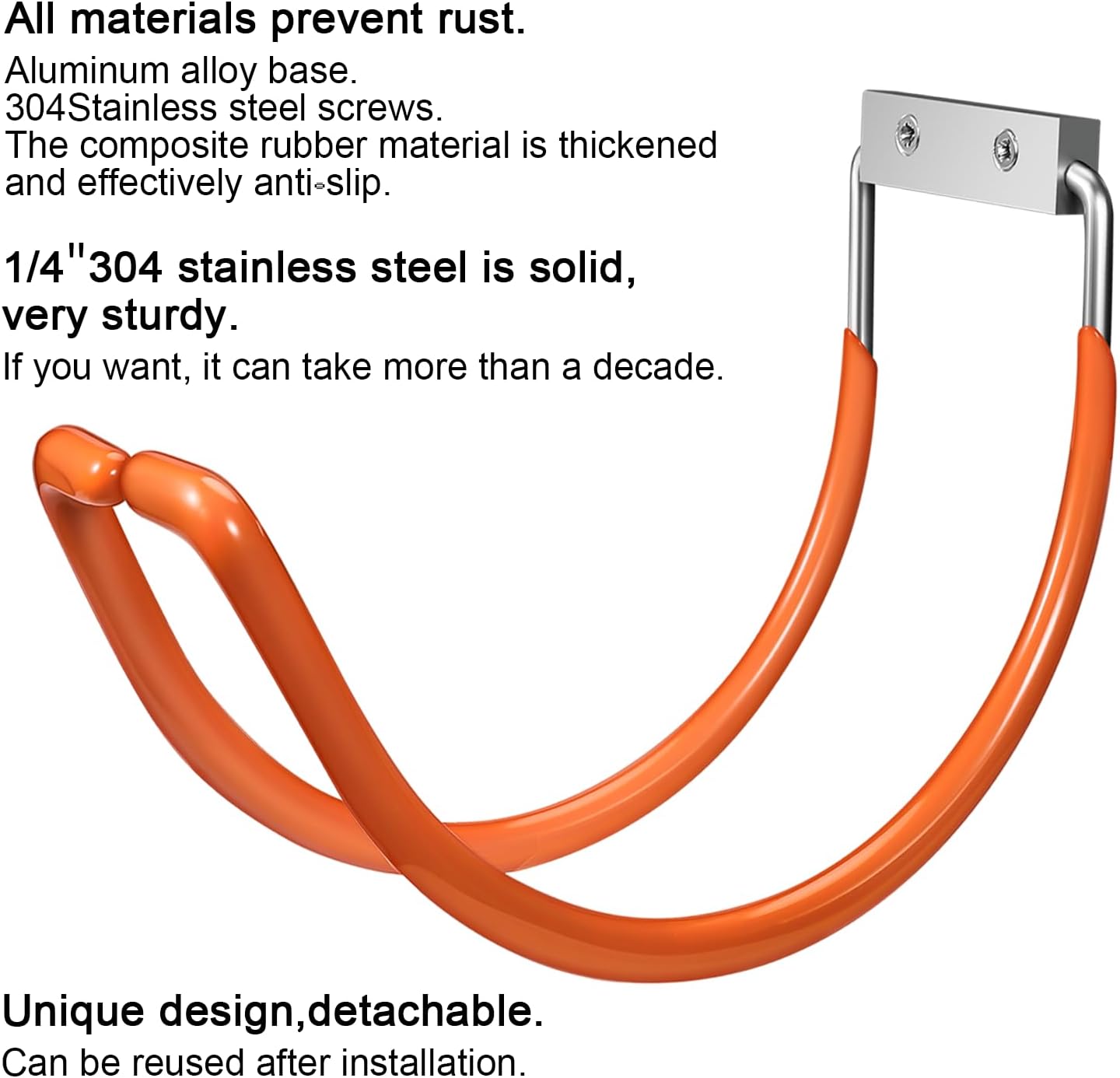 Garden Hose Holder Water Hose Hanger Wall Mounted,304Stainless Steel Solid Hose Hook Holds Up to 150Ft Garden Hose, Expandable Hose, Water Hose - Chrome
