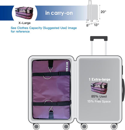 Grand Fusion Stow-N-Go Hanging Travel Shelves, Packing Organizer for Luggage. Carry on Closet for Suitcase. Expandable Packing Cube. Travel Essentials. (Black - L, L = (L) 11.8" x (W) 11.8")