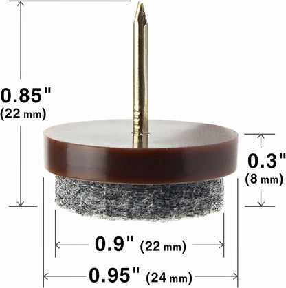 Nail-on Felt Pads X-PROTECTOR 40 PCS - 0.85" Felt Furniture Pads - Brown Chair Leg Floor Protectors - Nail in Furniture Pads for Furniture Legs - The Best Felt Chair Pads for Hardwood Floors (22mm)!