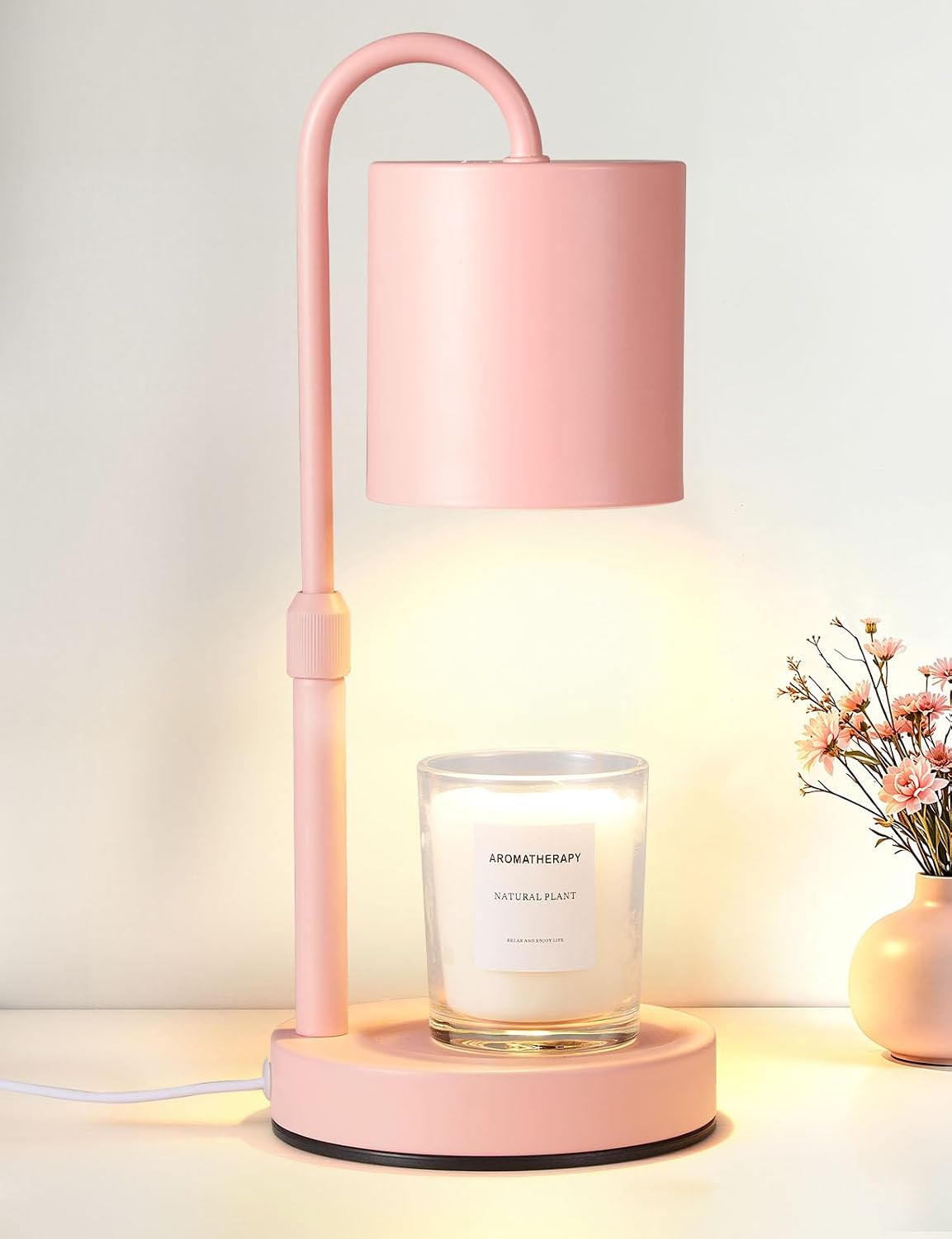 Briever Dimmable Candle Warmer Lamp with Timer, Height Adjustable Electric Candle Wax Warmer, Christmas Birthday Gifts for Women Mom, House Warming Gifts New Home Room Decor, Walnut Solid Wood Base