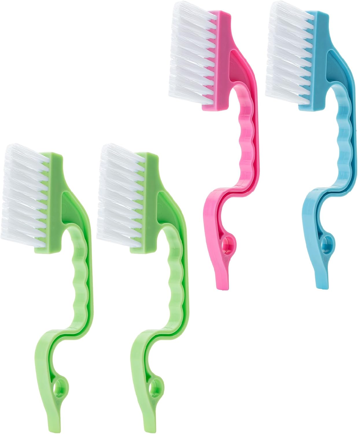 Slick- Window Track Cleaning Brush, 2 Pack, Blue Ergonomic Handle | Built-in Scraper, Multipurpose Window Track Cleaning Tool for Sliding Doors, Windows, Corners, Dust, Dirt & Narrow Gaps