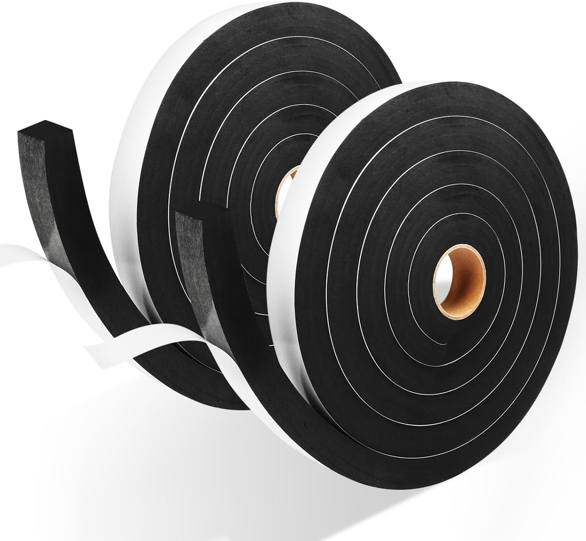 Seal Foam Tape,1/2 Inch W x 1/8 Inch T Weather Stripping for Door and Window,High Density Single Sided Closed Cell Door Insulation Weather Strip, 3 Rolls Total 50FT Black