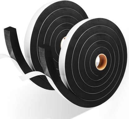 Seal Foam Tape,1/2 Inch W x 1/8 Inch T Weather Stripping for Door and Window,High Density Single Sided Closed Cell Door Insulation Weather Strip, 3 Rolls Total 50FT Black